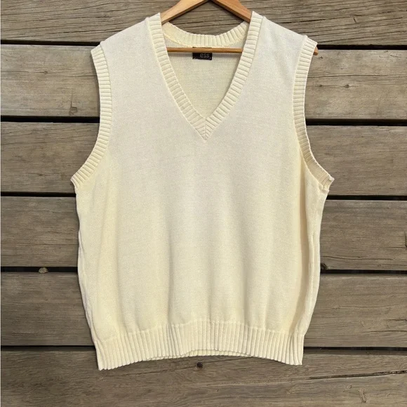 Vintage Susan Ed’s Preppy Ivory Knit Sweater Vest Sz Lg - Picture 2 of 12